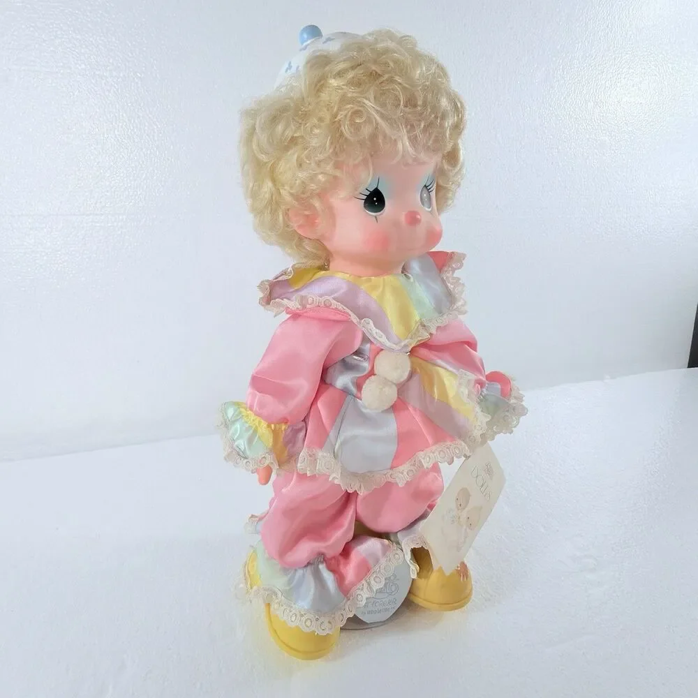 VTG Precious Moments Taffy The Clown Doll Pastel Ruffle 1980s Toy W/ Tag & Stand